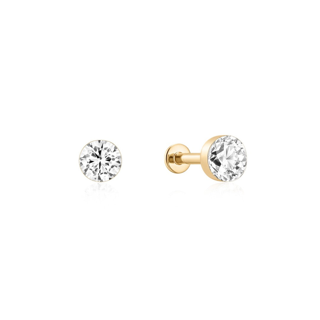 Round lab-grown diamond stud in 14k solid gold