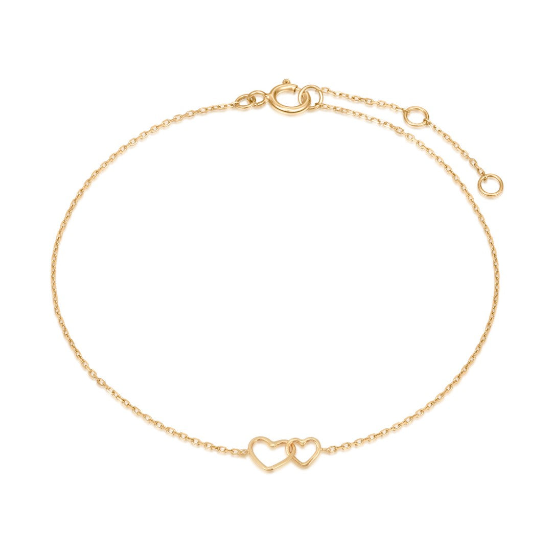 Linked heart bracelet in 14k solid gold