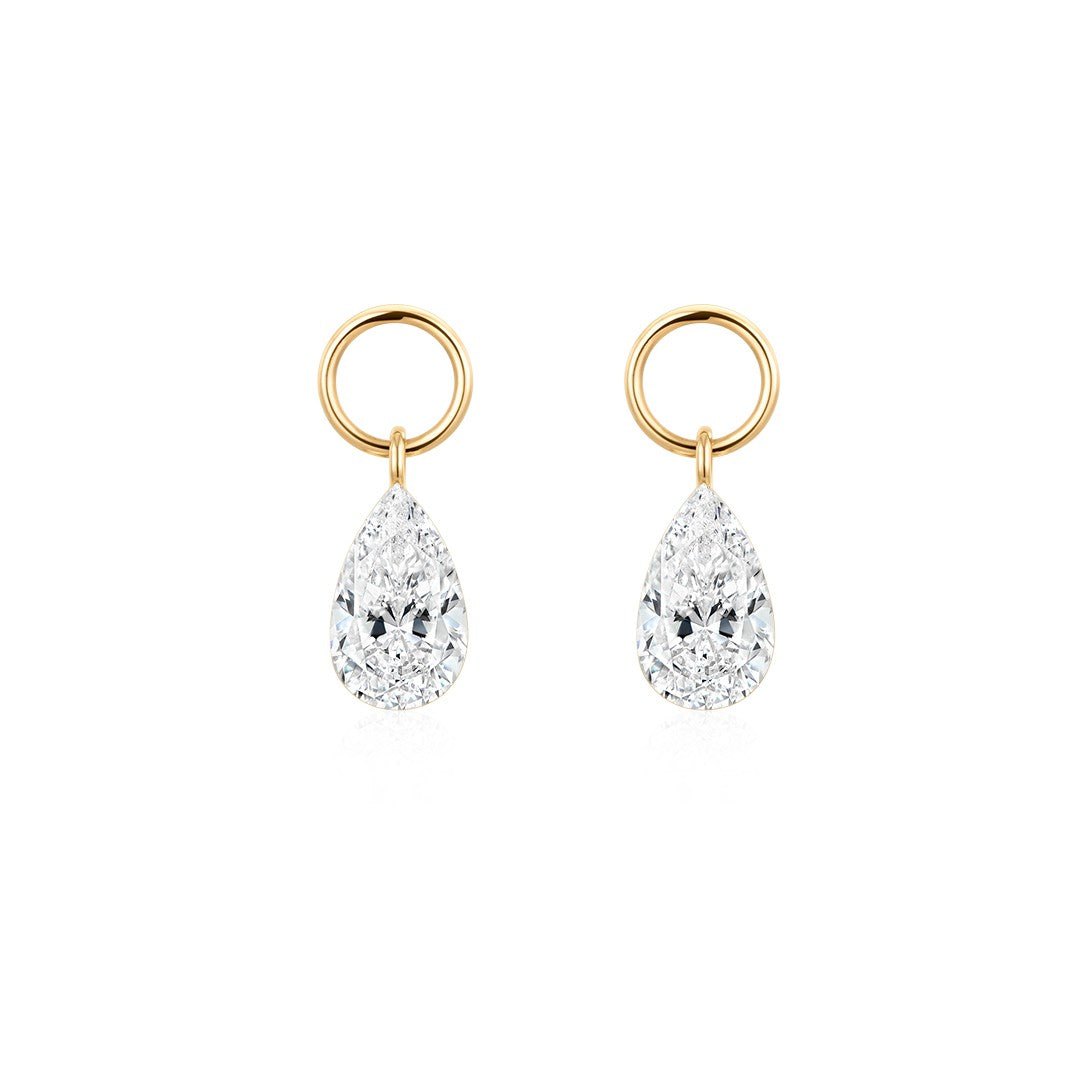 pear Lab-Grown Diamond Charms in 14k solid gold, sold as a set of two