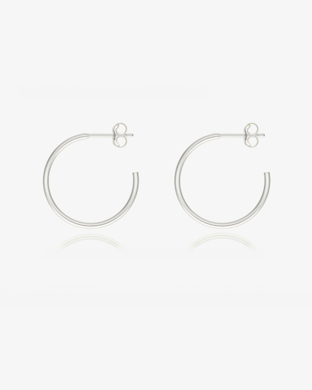 20mm Open Hoop Stud Earrings - Sterling Silver