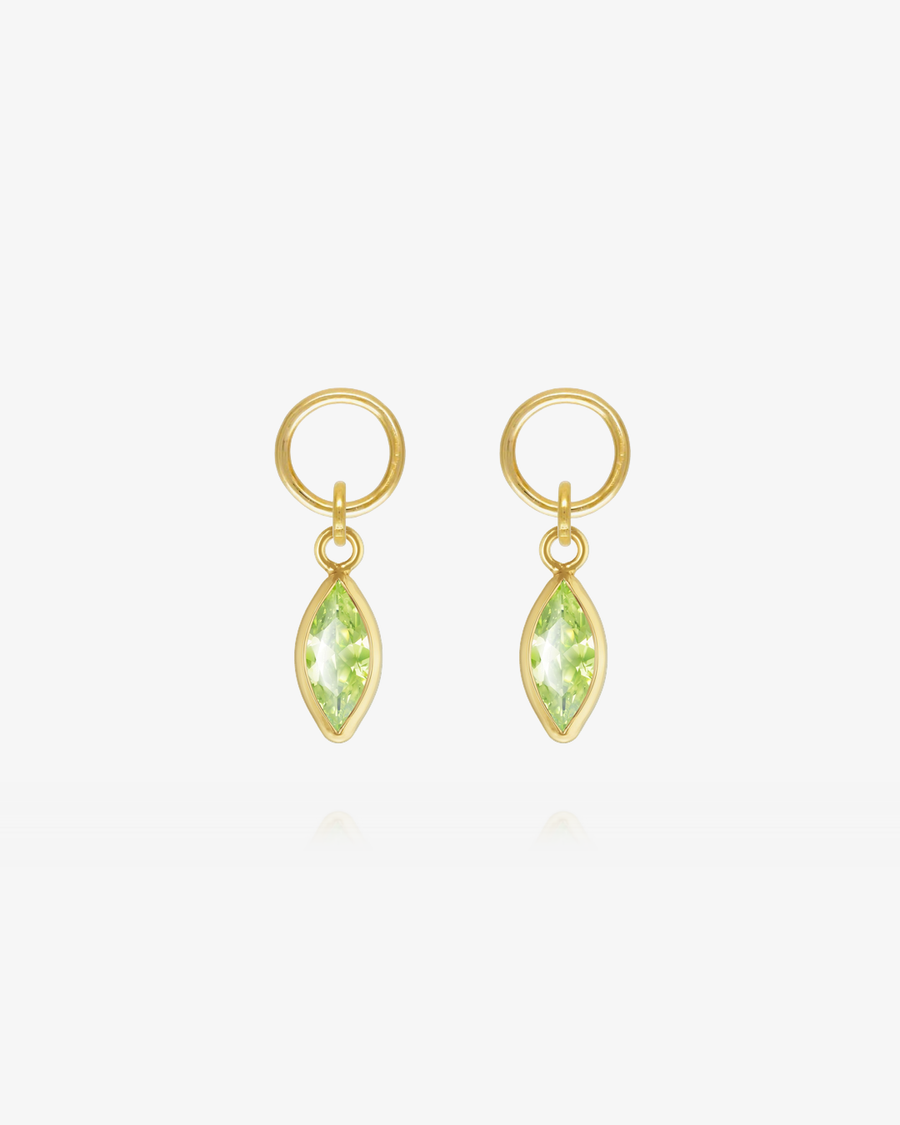 Marquise Peridot CZ Hoop Earring Charms - 14k Yellow Gold Fill