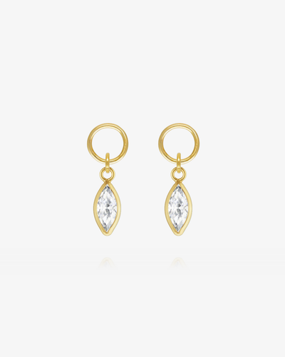 Marquise White CZ Hoop Earring Charms - 14k Yellow Gold Fill