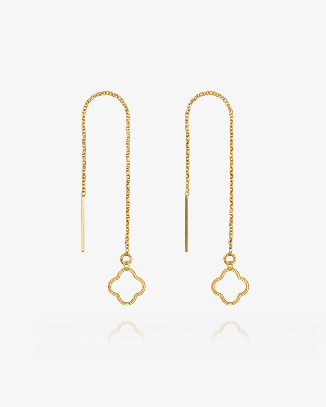 Clover Threader Earrings - 14k Yellow Gold Fill