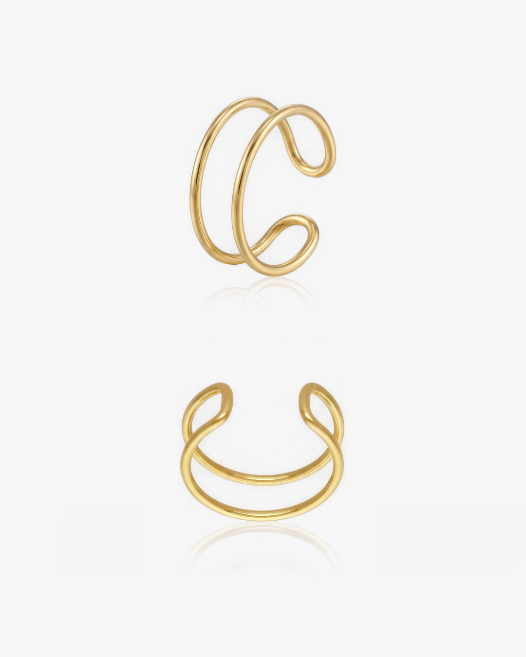 Double Ring Ear Cuff - 14k Yellow Gold Fill
