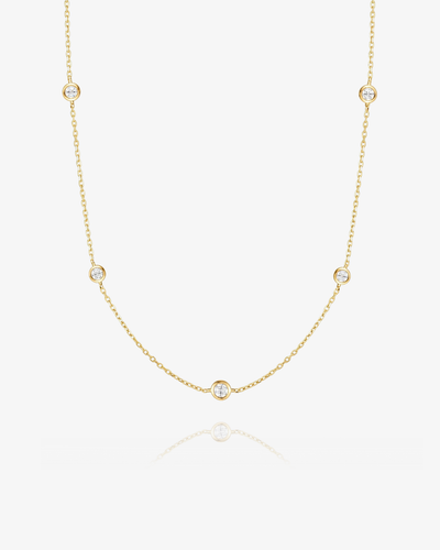 Lab Grown Diamond Station Necklace - 14k Solid Gold