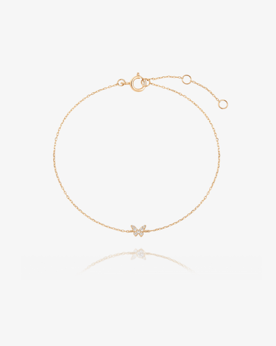 Diamond Butterfly Chain Bracelet - 14k Solid Gold