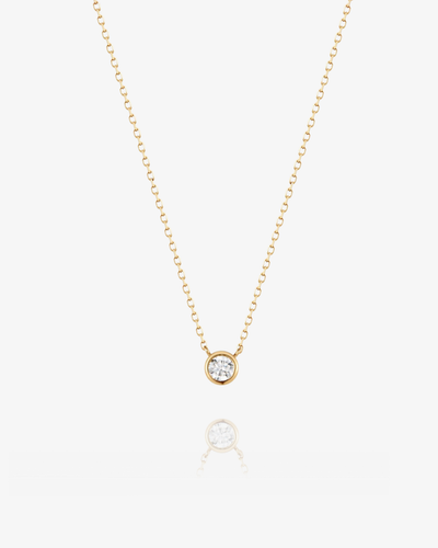 3mm Lab-Grown Diamond Bezel Necklace - 14k Solid Gold