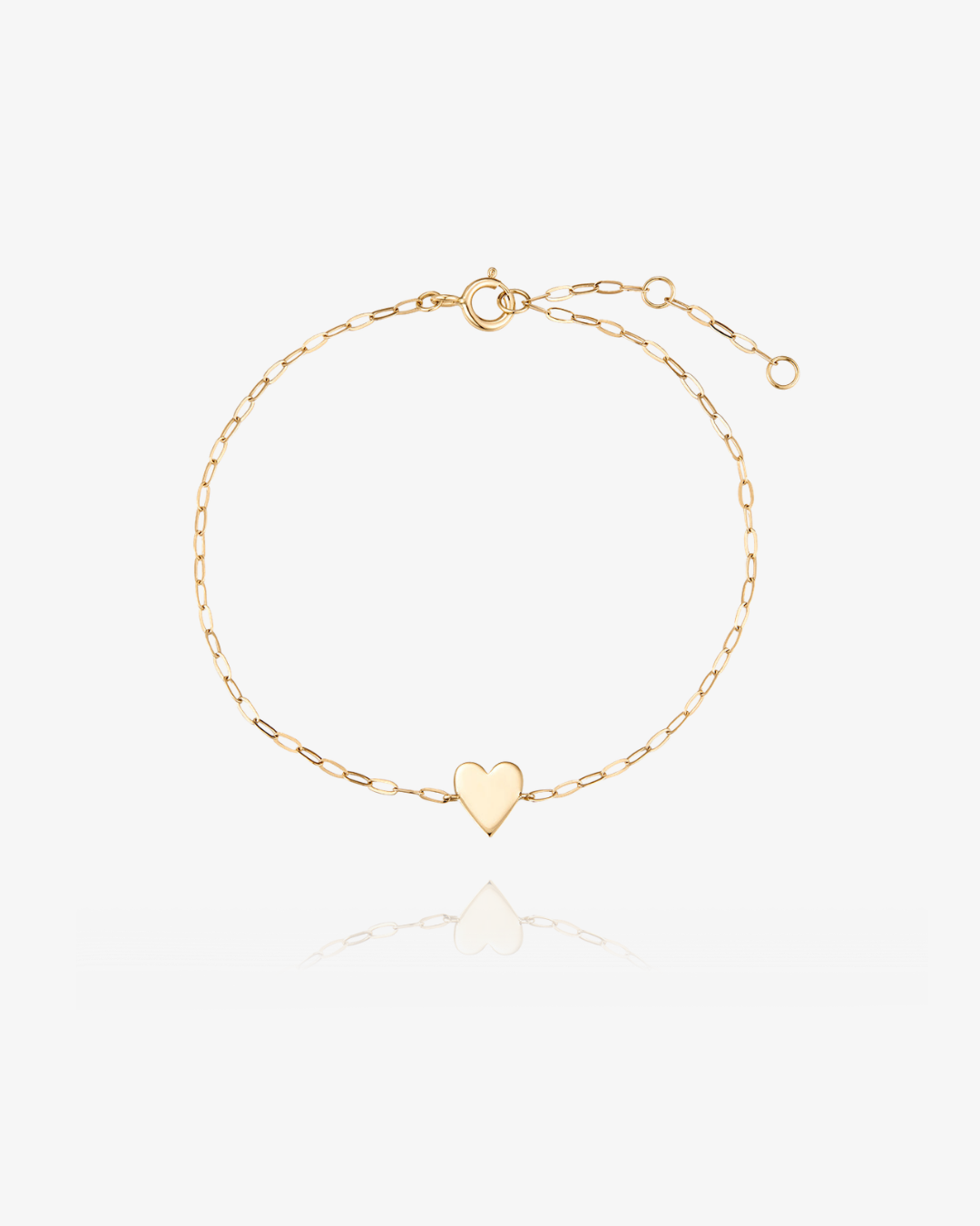 Heart Plate Chain Bracelet - 14k Solid Gold