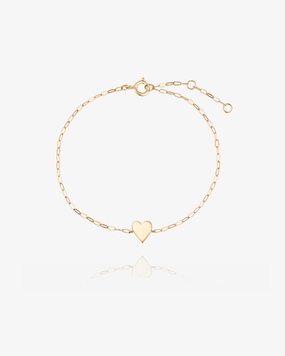 Heart Plate Chain Bracelet - 14k Solid Gold