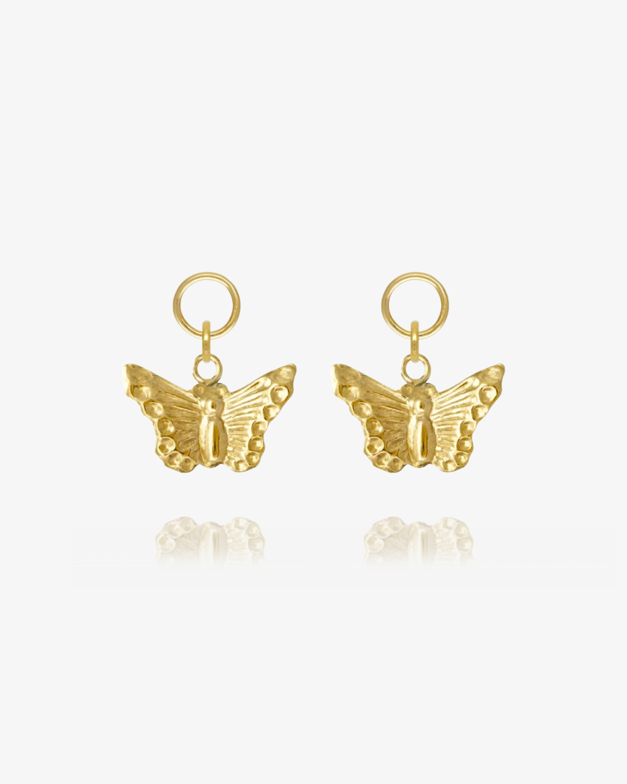 Butterfly Hoop Earring Charms - 14k Yellow Gold Fill