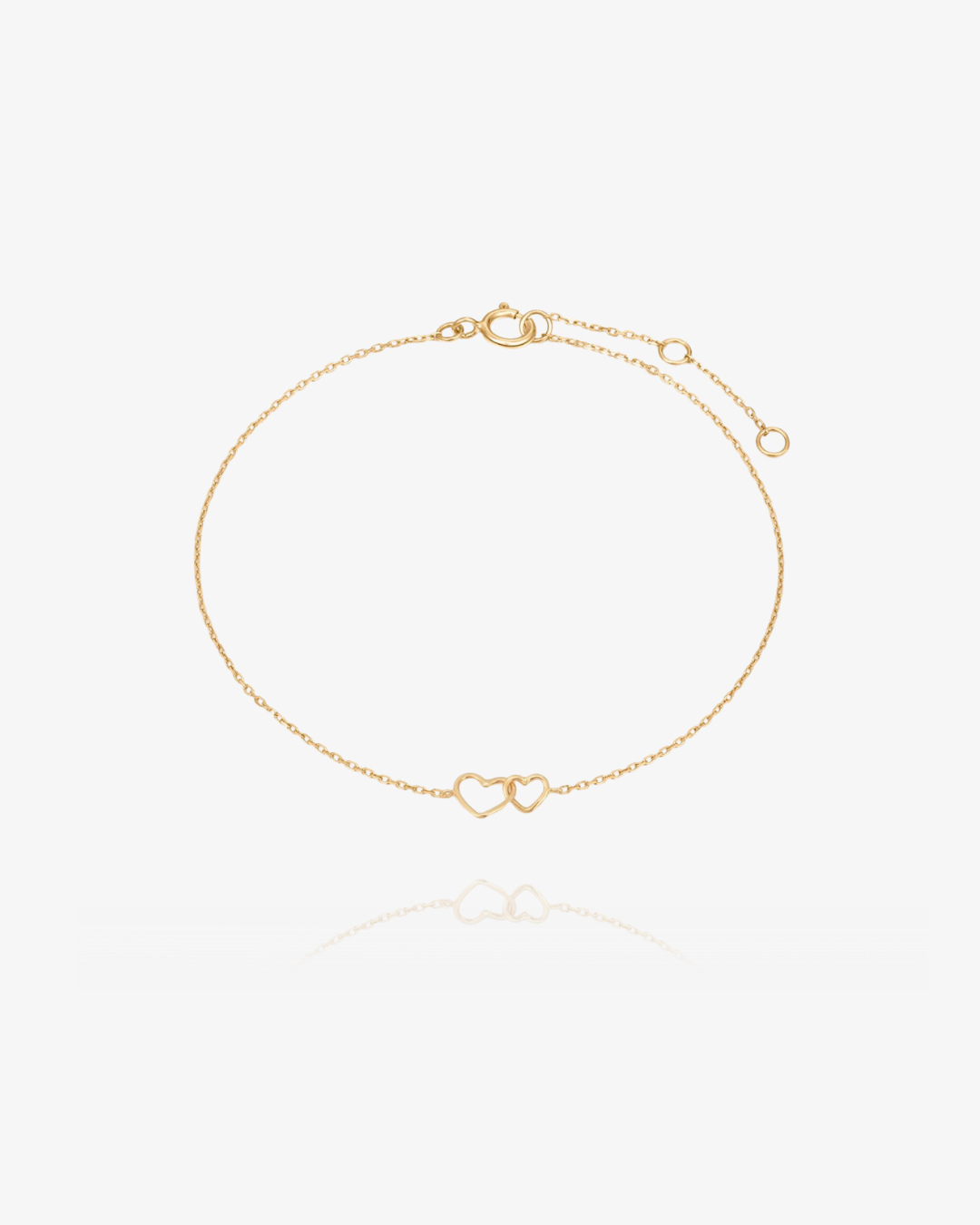 Linked Heart Bracelet - 14k Solid Gold