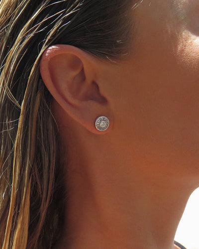 CZ Disc Stud Earrings - Sterling Silver - The Littl | Waterproof Gold Jewellery Australia