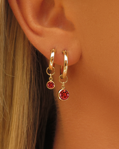 Ruby CZ Thick Hoop Earrings - 14k Gold-Filled | Waterproof & Tarnish-Resistant | The Littl