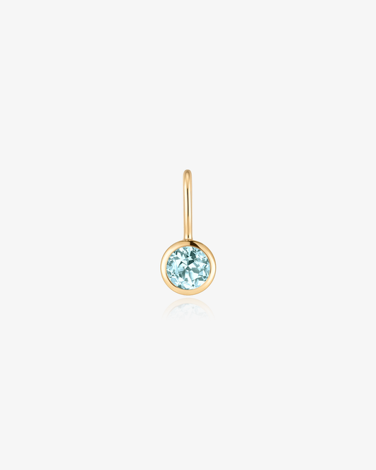 Birthstone charm in 14k solid gold with an aquamarine