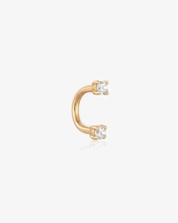 U-Double Diamond Stud - 14k Solid Gold