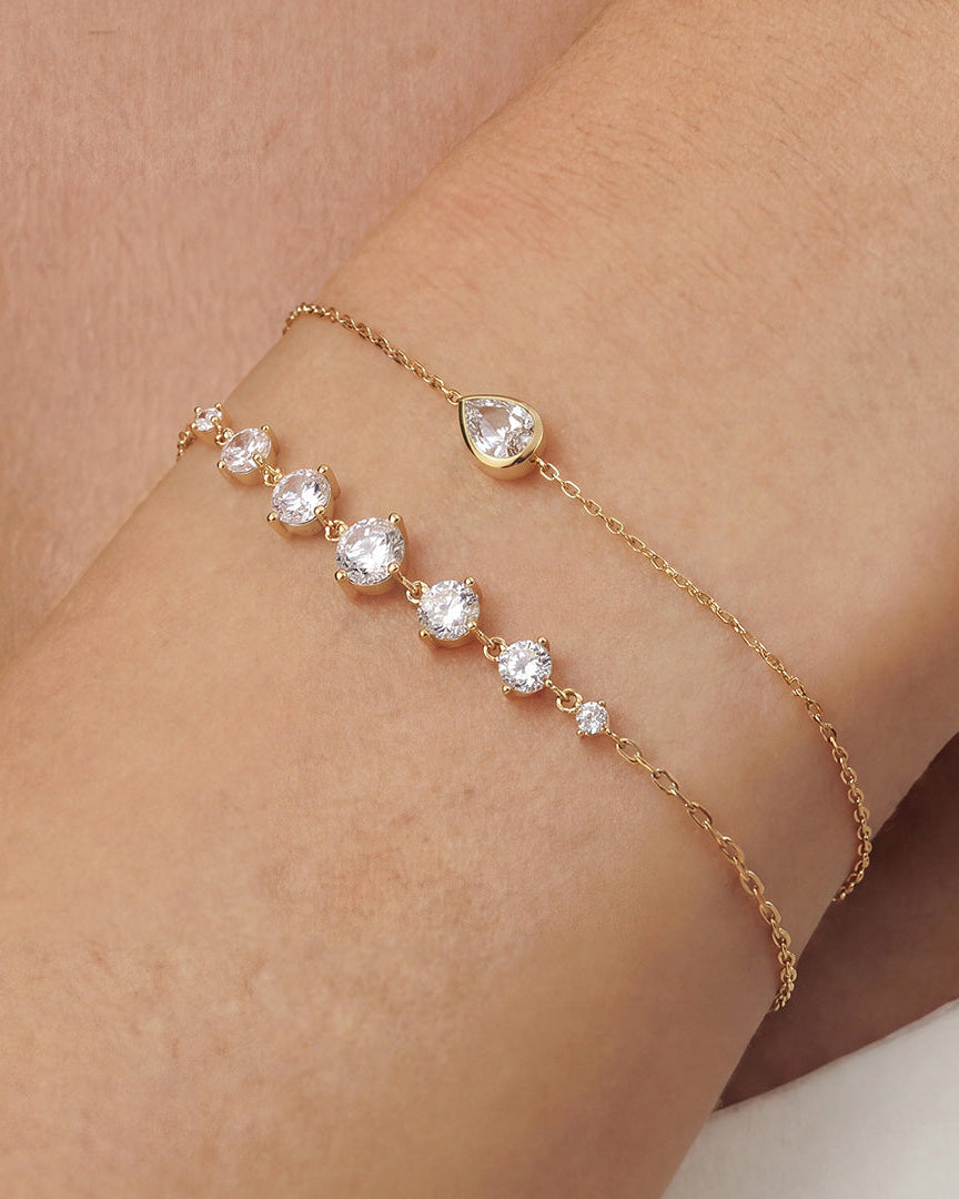 PRE-ORDER: Lab-Grown Pear Diamond Bezel Bracelet - 14k Solid Gold