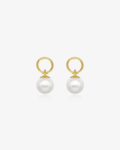 Large Pearl Hoop Earring Charms - Pair of 5mm White Pearls - 14k Gold-Filled | The Littl