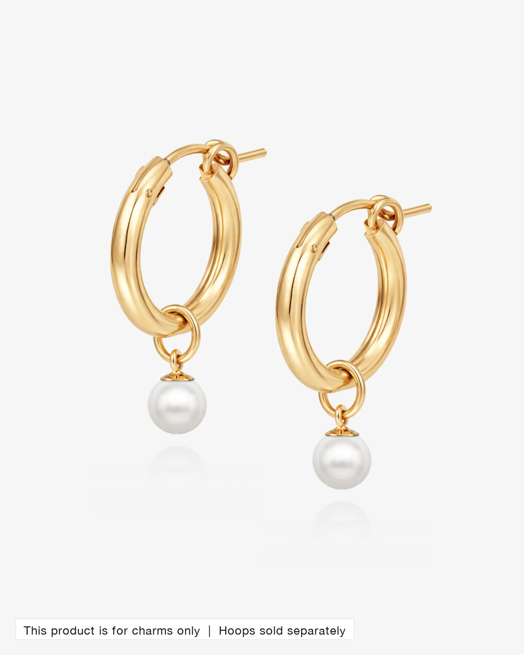 Large Pearl Hoop Earring Charms shown on Thick Hoop Earrings (hoops sold separately) | The Littl