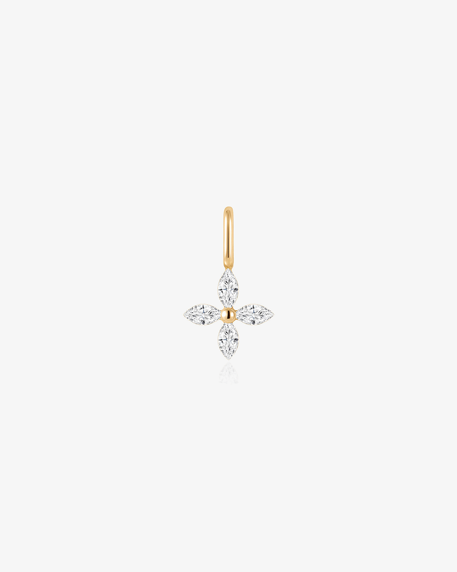 Marquise Lab-Grown Diamond Clover Charm - 14k Solid Gold