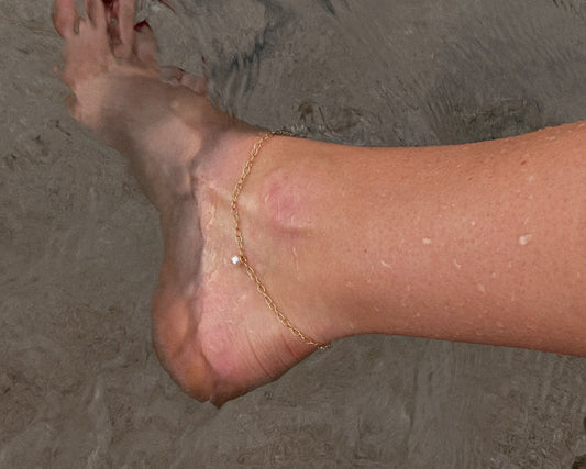 Freshwater Pearl Chain Anklet - 14k Gold-Filled - Hypoallergenic & Waterproof | The Littl