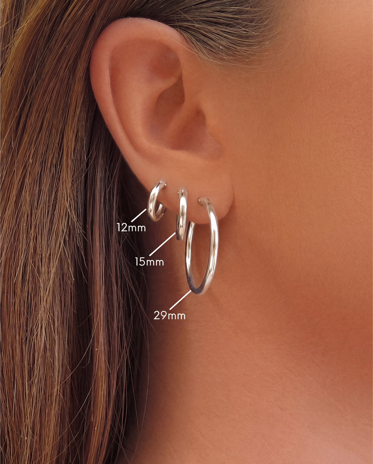 Thick Hoop Earrings - Sterling Silver