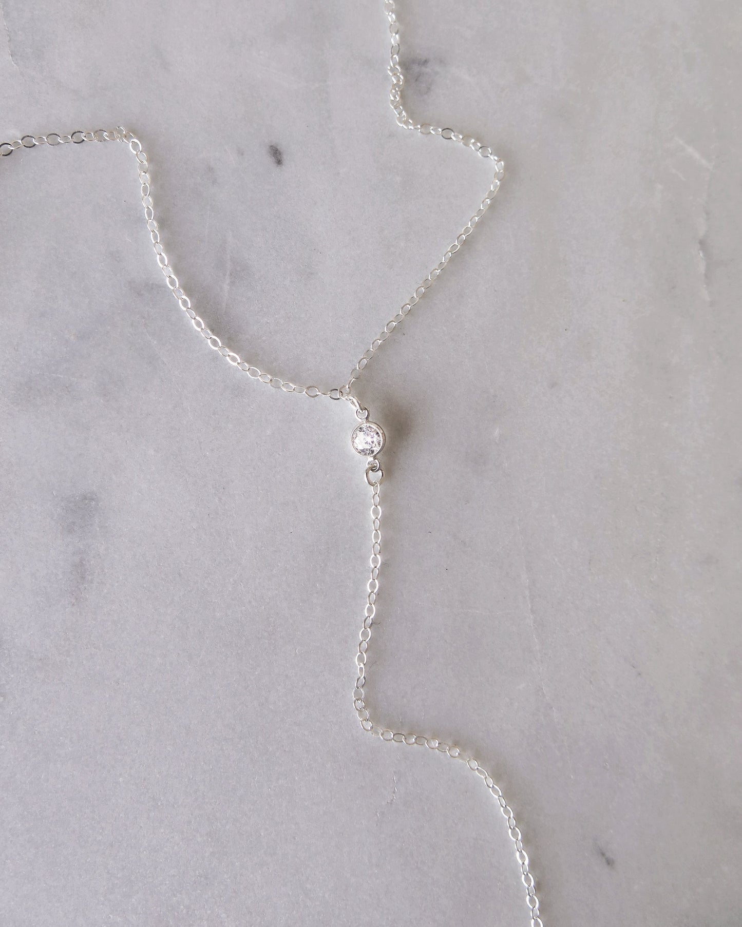 CZ Drop Necklace  - Sterling Silver