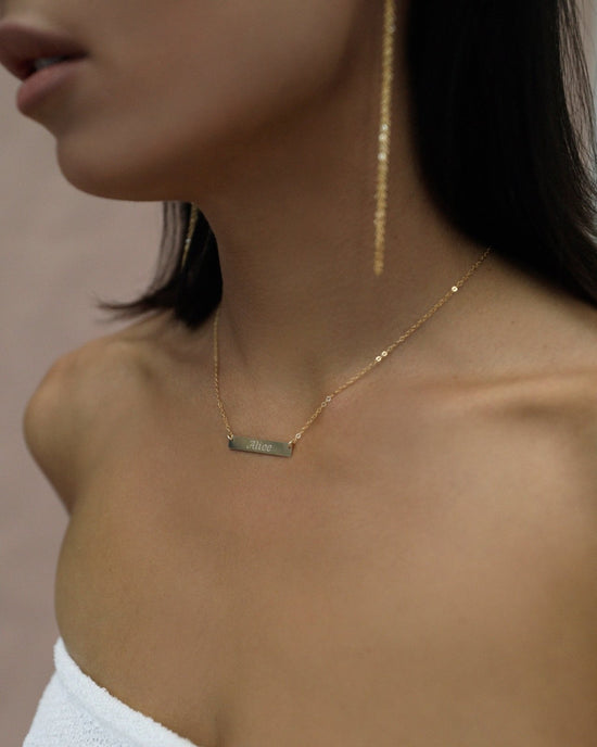 BAR NECKLACE- 14k Gold - The Littl - Classic Chain - No