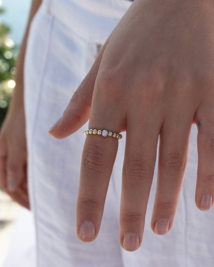 Beaded Ring With Freshwater Pearl