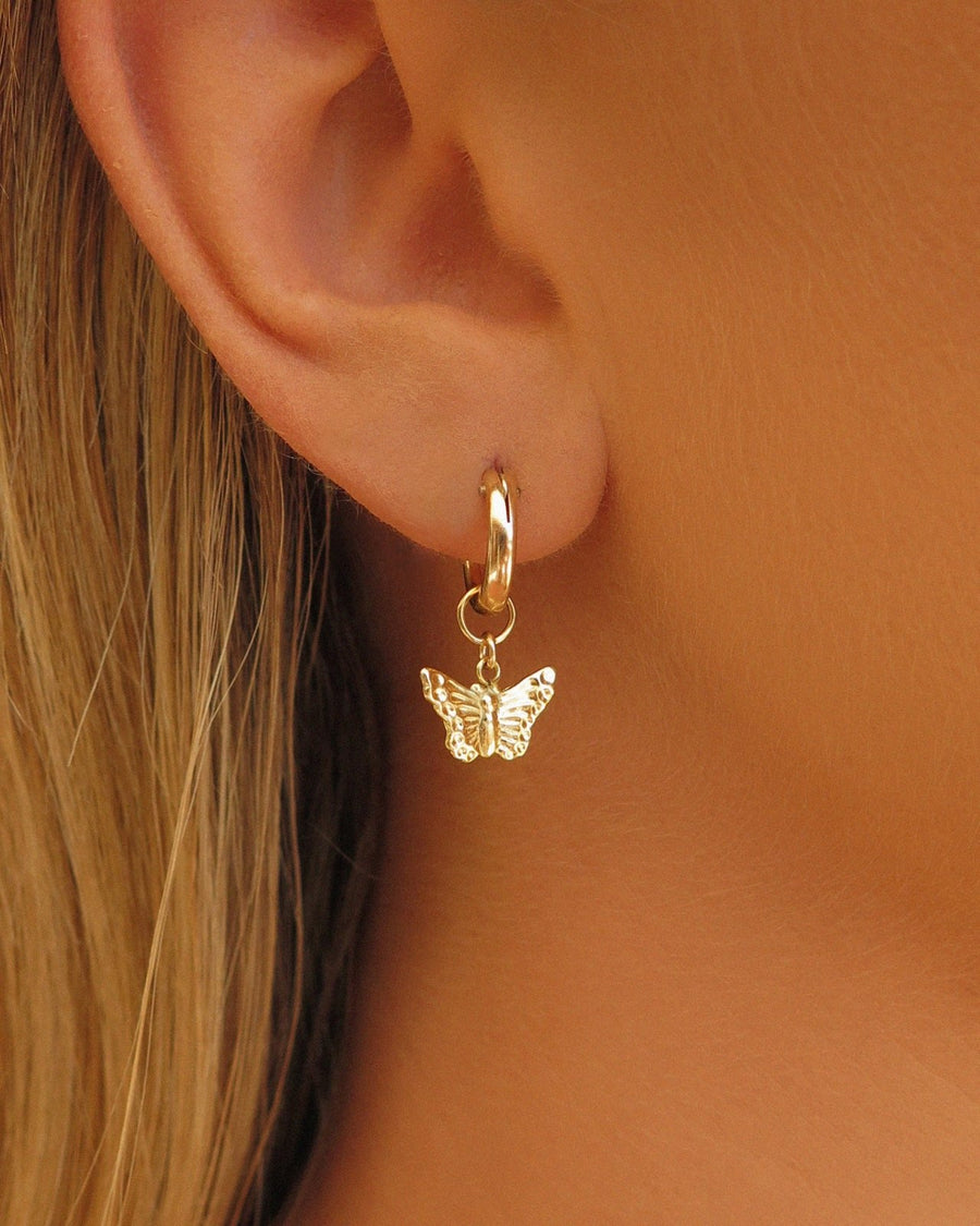Butterfly Thick Hoop Earrings - 14k Yellow Gold Fill