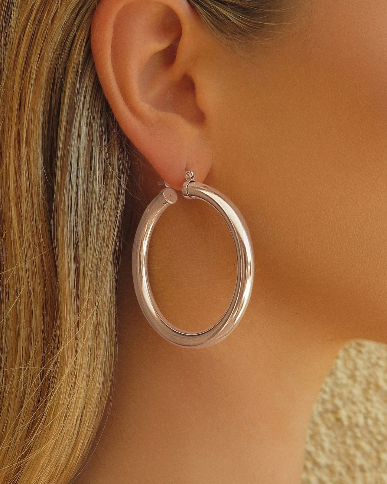 CHICAGO HOOP EARRINGS- Sterling Silver - The Littl - 20mm -