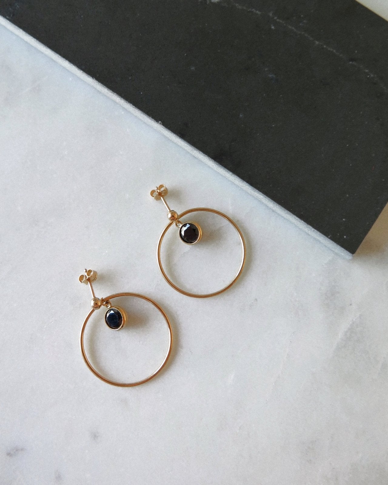CIRCLE CZ CENTRE EARRINGS - The Littl - 14k Yellow Gold Fill - Clear