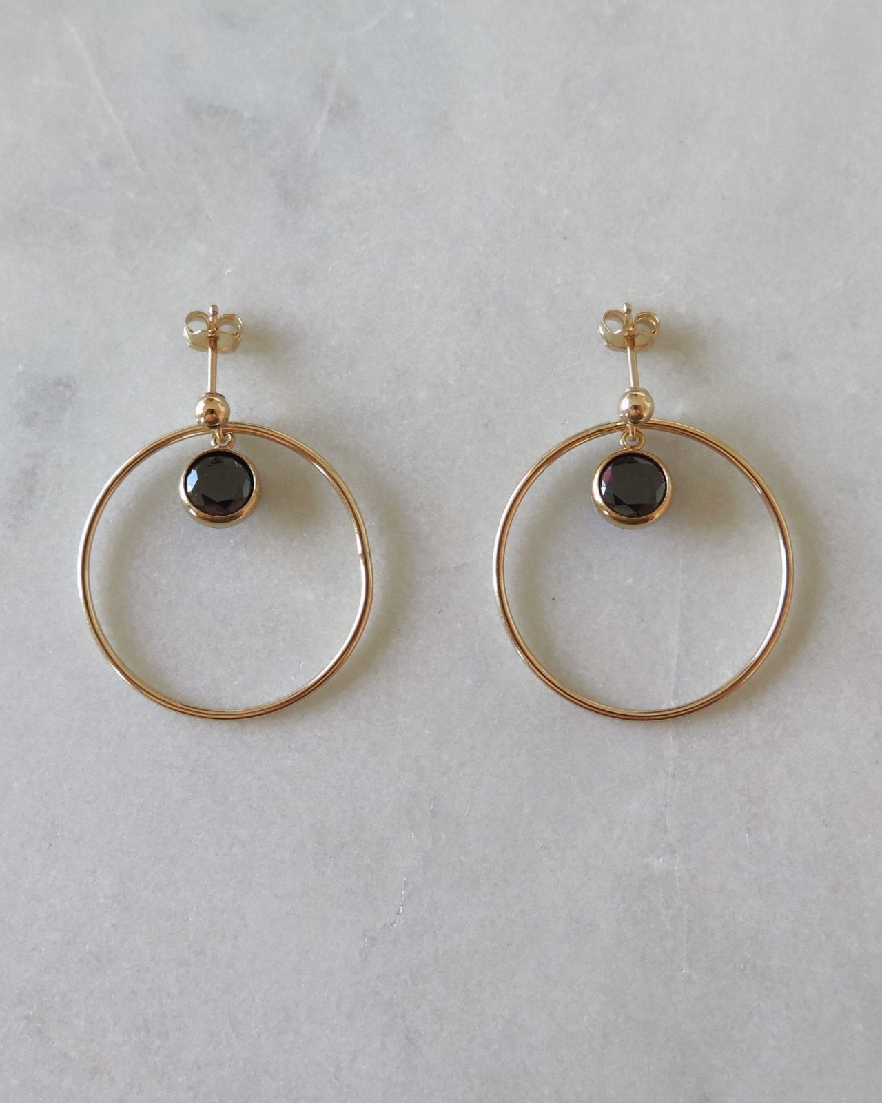 CIRCLE CZ CENTRE EARRINGS - The Littl - 14k Yellow Gold Fill - Clear