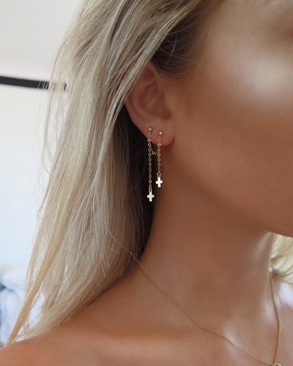 DOUBLE PIERCING CLASSIC EARRINGS Sterling Silver The Littl A 119.99 A 119.99 Bridal Jewellery Only Classic Round Bead Double Piercing
