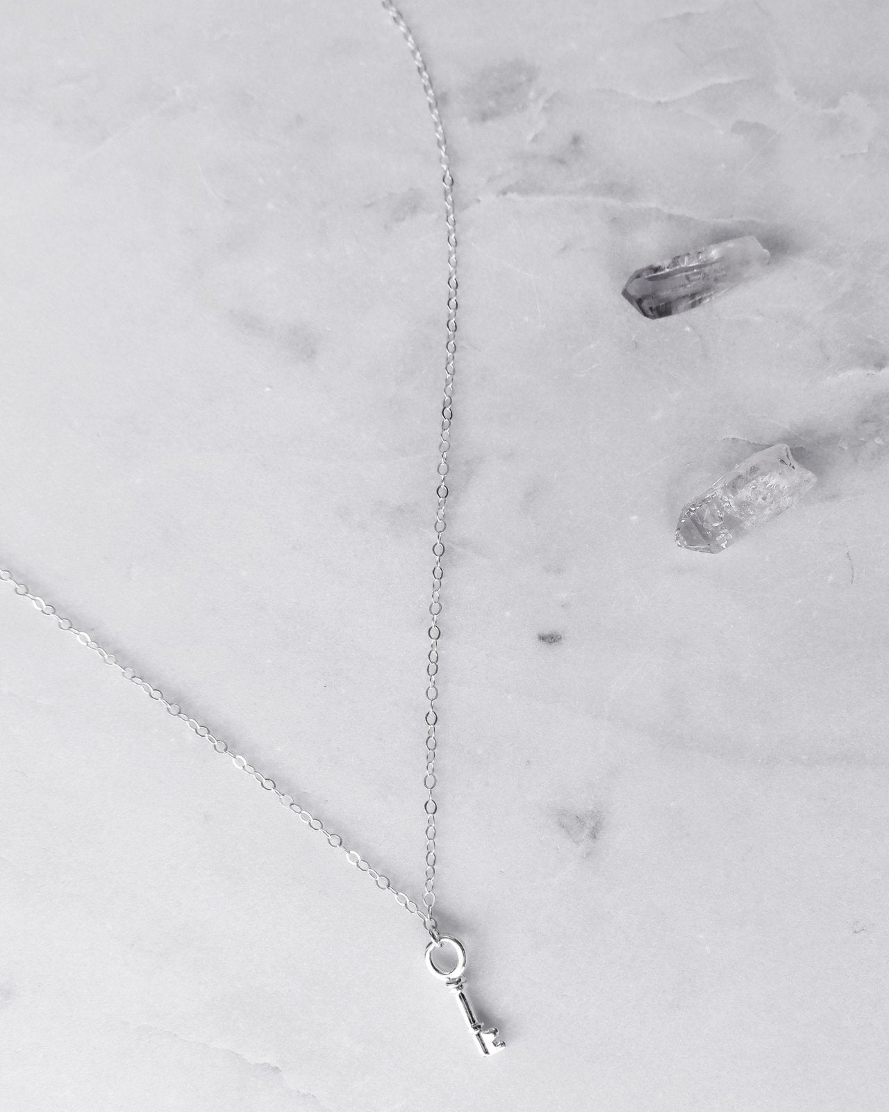 KEY NECKLACE- Sterling Silver - The Littl - Deluxe Chain - 37cm (choker)