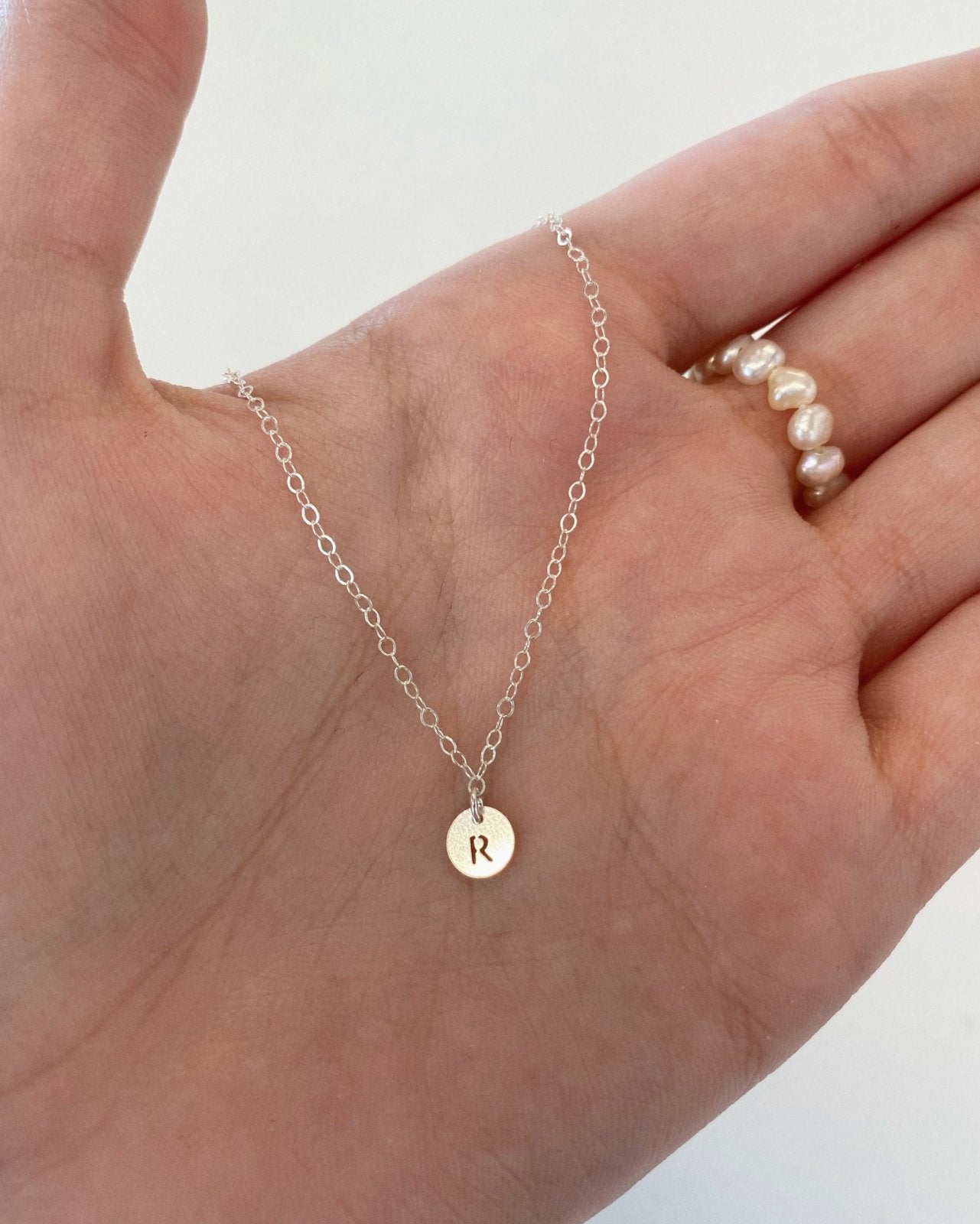 LETTER COIN NECKLACE- Sterling Silver - The Littl - Deluxe Chain - 37cm (choker)
