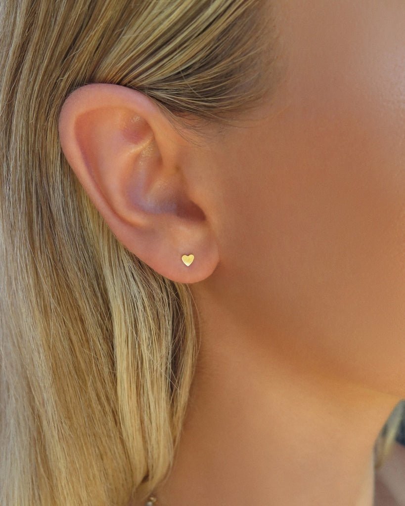 MINI HEART STUD EARRINGS- 14k Yellow Gold - The Littl - 14k Yellow Gold Fill -