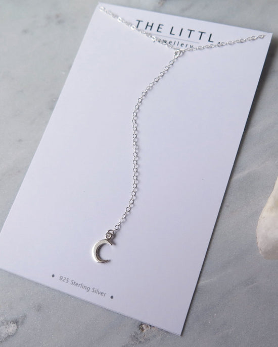 MOON DROP NECKLACE- Sterling Silver - The Littl - Deluxe Chain - 39cm