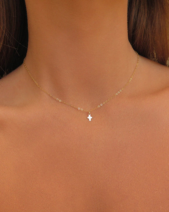 SINGLE CROSS NECKLACE - The Littl - 14k Yellow Gold Fill - Deluxe Chain Necklaces