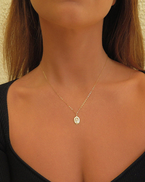 SMALL MIRACULOUS MEDAL NECKLACE- 14k Yellow Gold - The Littl - Deluxe Chain - 37cm (choker) Necklaces