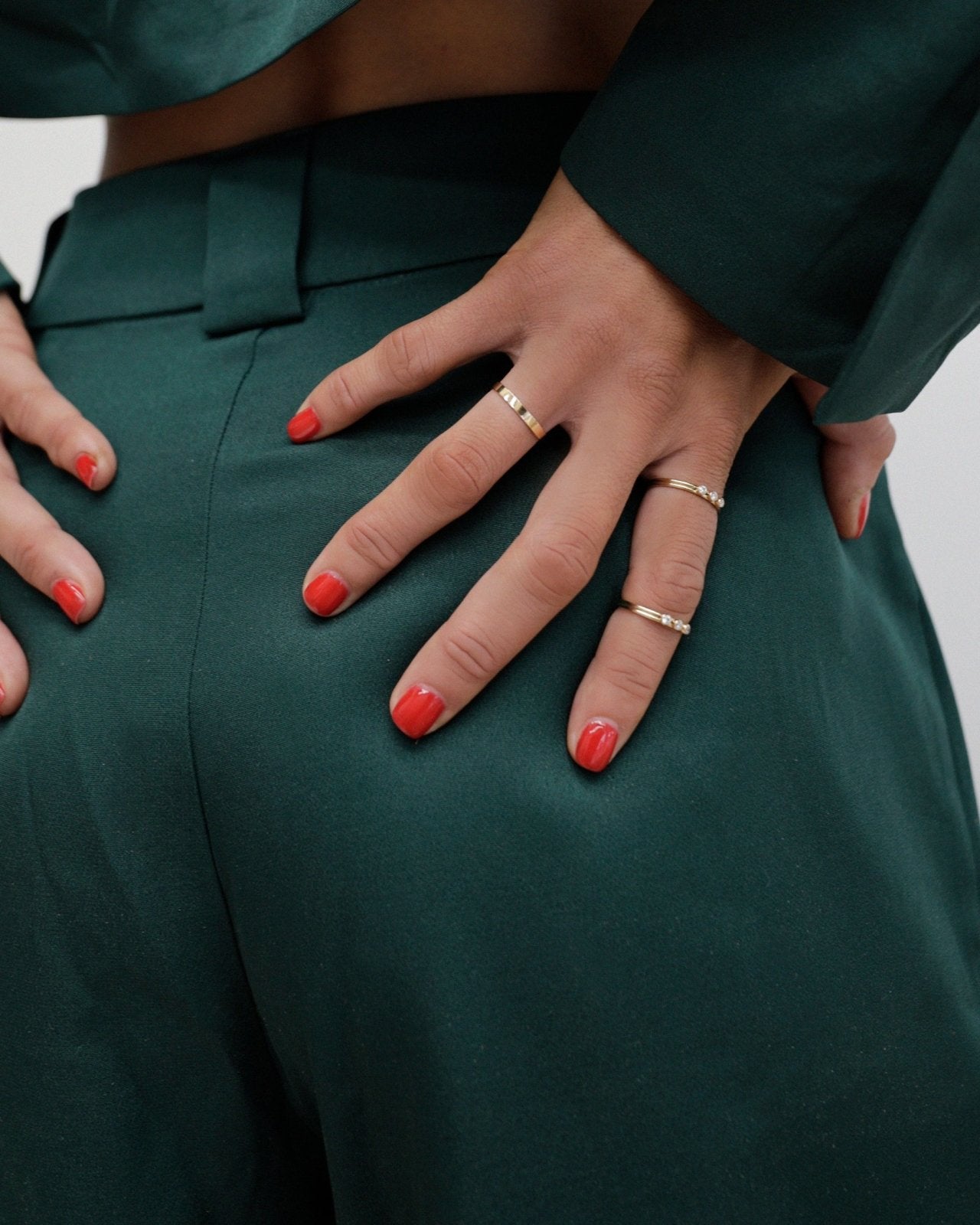 THREE CZ RING- 14k Yellow Gold - The Littl - 5 -