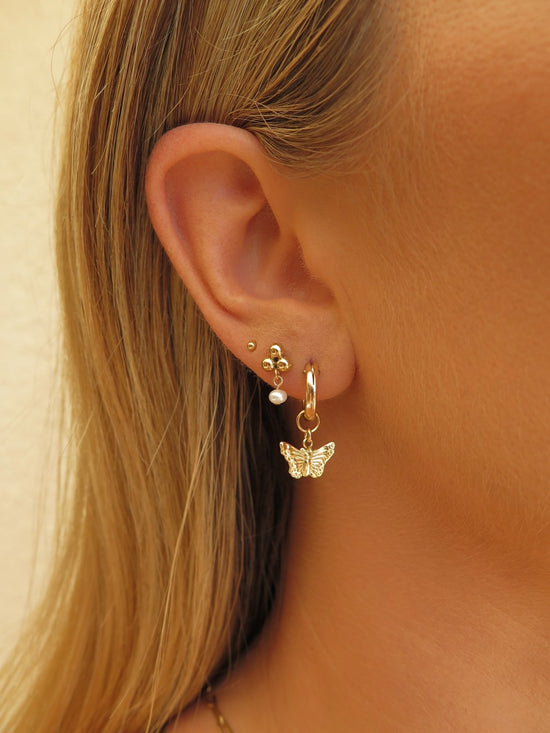 TRINITY MINI FRESHWATER PEARL STUD EARRINGS - The Littl - 14k Yellow Gold Fill - Earrings