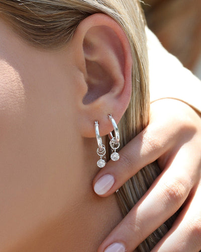 White CZ Thick Hoop Earrings - Sterling Silver - Waterproof & Tarnish-Resistant | The Littl