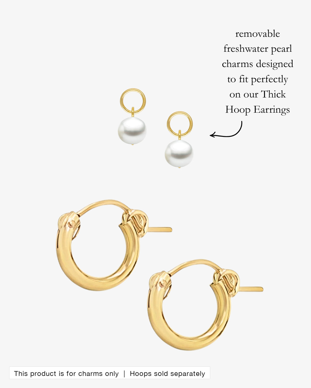 Removable Freshwater Pearl Hoop Earring Charms designed to fit our Thick Hoop Earrings | The Littl