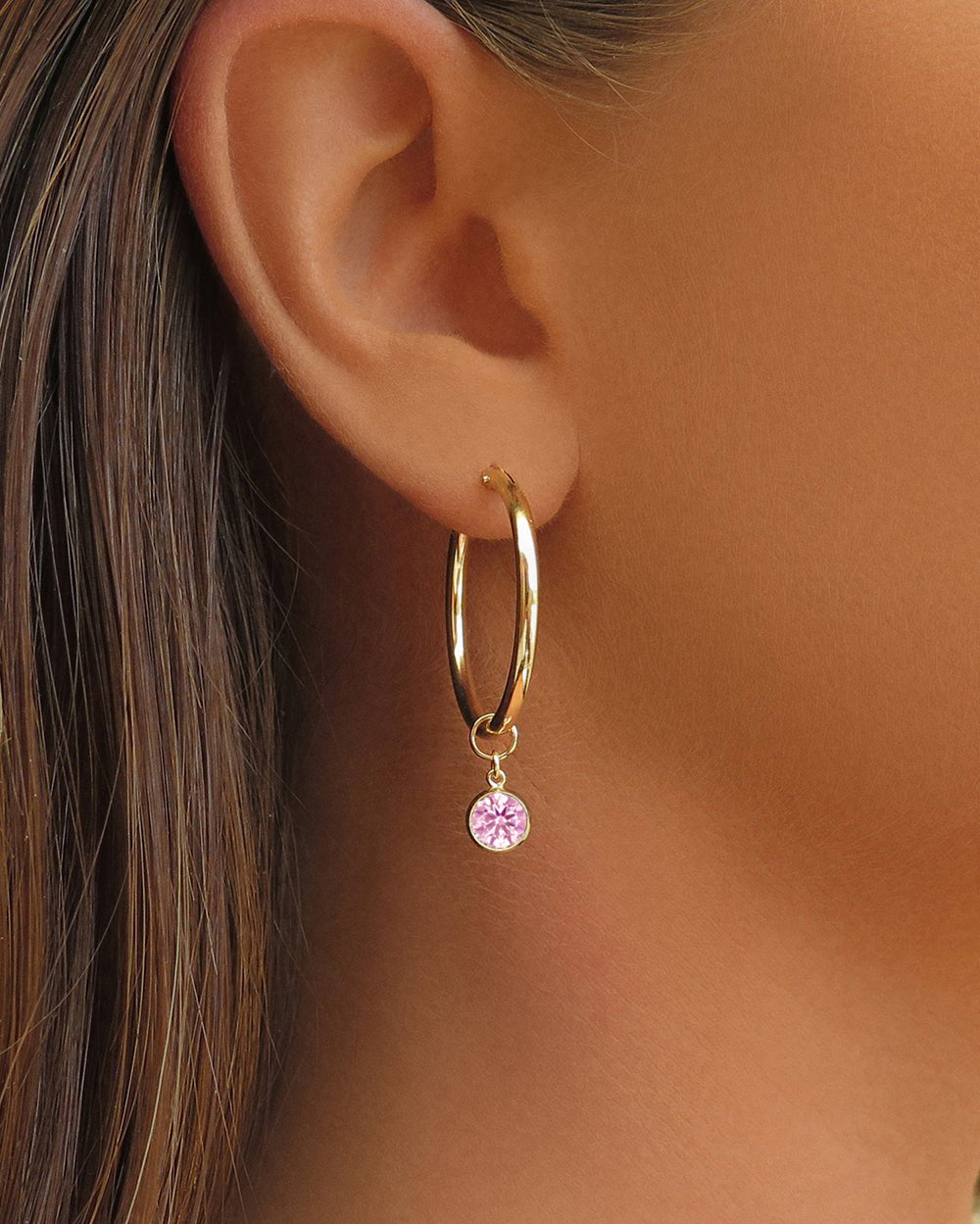 Large Birthstone Thick Hoop Earrings