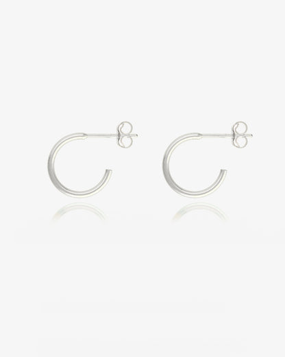 12mm Open Hoop Stud Earrings - Sterling Silver