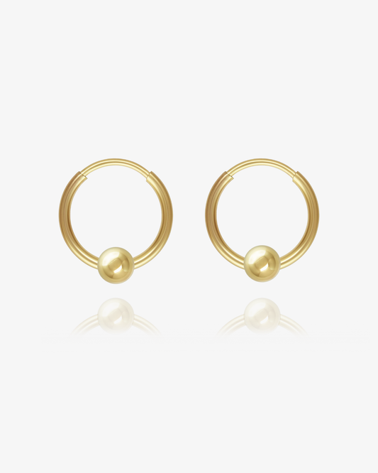 Sleeper Bead Hoop Earrings - 14k Yellow Gold Fill
