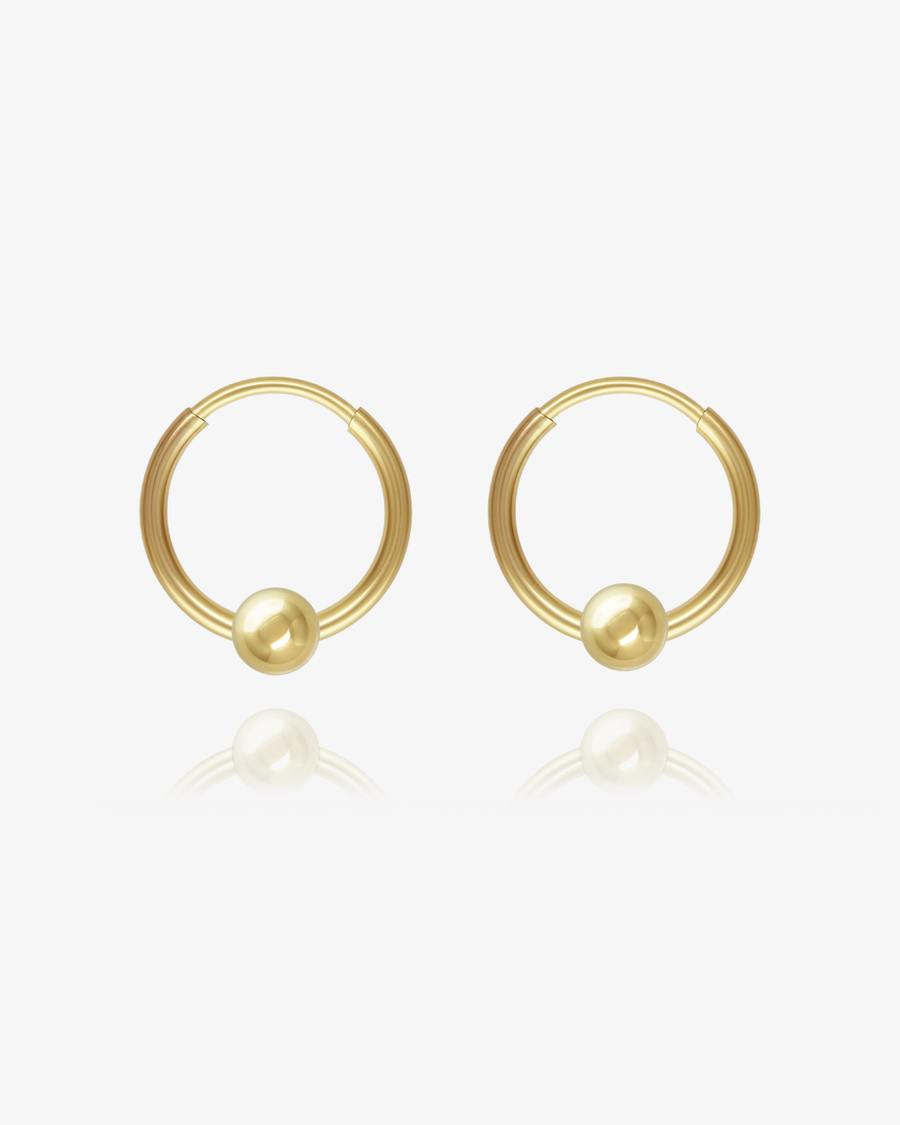 Sleeper Bead Hoop Earrings - 14k Yellow Gold Fill
