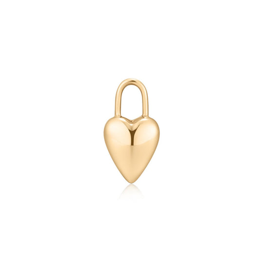 Classic heart lock charm in 14k solid gold