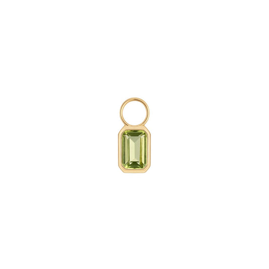 Emerald-cut peridot charm in 14k solid gold