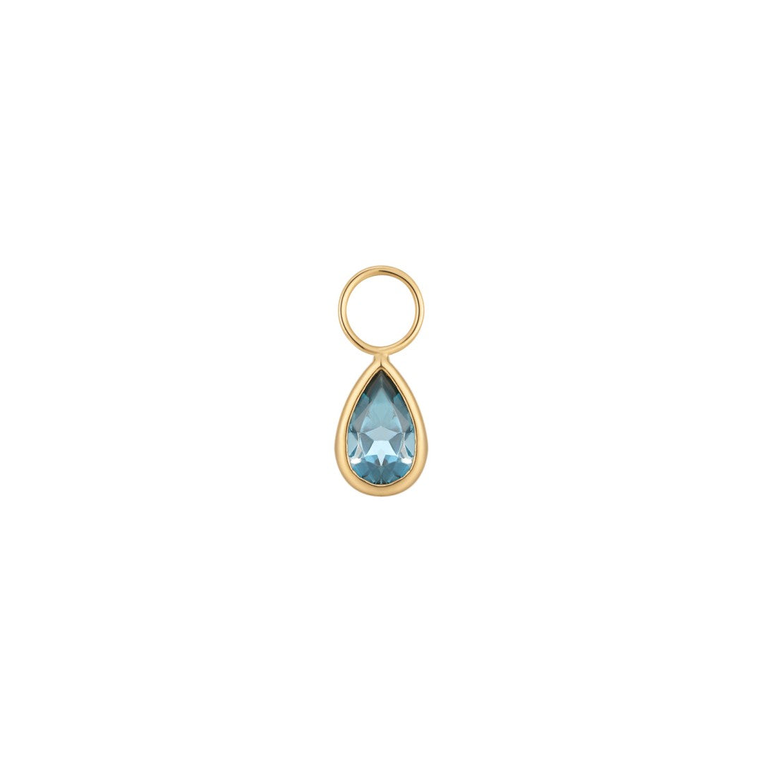 London blue topaz drop charm in 14k solid gold
